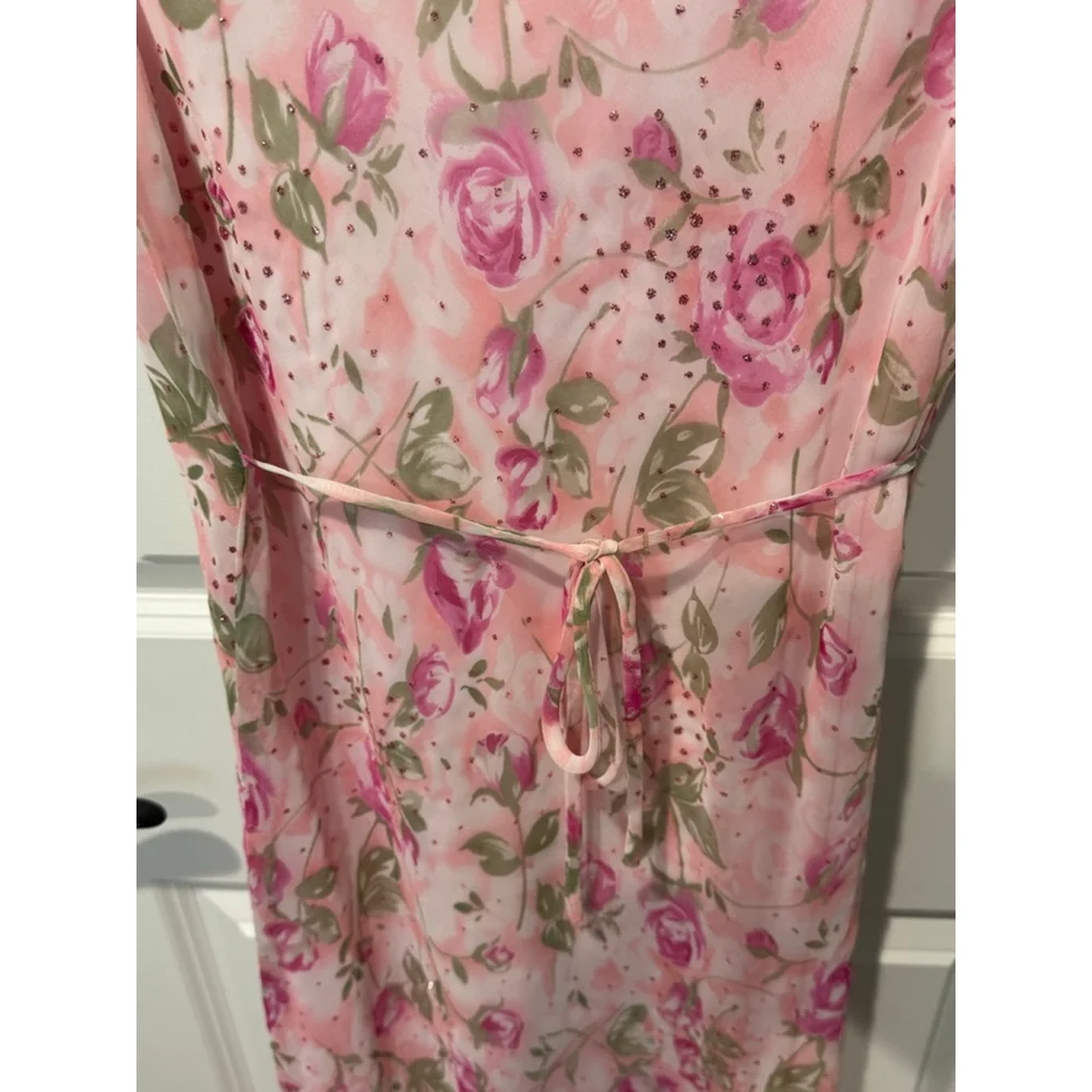 Girls Amy Byer Pink Floral Midi lined Dress Size 16